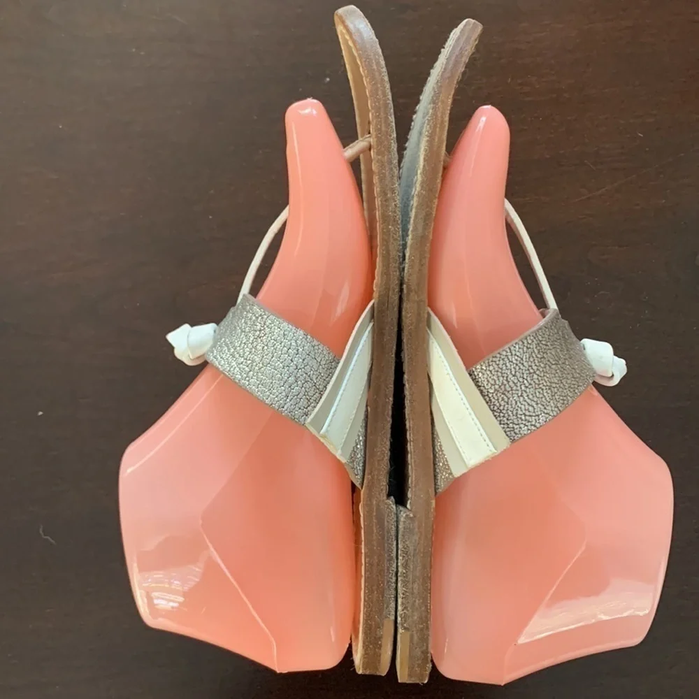 rag & bone Knotted White & Silver Sandals Size 7.5 (37.5) Neutral Metalic